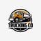 Trucking Company Badge Circle Emblem Vector Logo Template Set Isolated in White Background