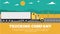 Trucking company banner with container truck