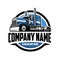 Trucking company ready made logo. 18 wheeler semi truck logo vector related industry