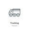 Trucking outline vector icon. Thin line black trucking icon, flat vector simple element illustration from editable transport