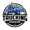 Trucking semi truck 18 wheeler circle emblem logo