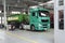 Trucks being repaired in a larger garage. Service maintenance of trucks and cars, diagnostics, car service. Car service, logistics