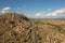 Trucks and cars on Arizona freeway, drone view