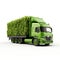Trucks Covered with Grass and leaves. Truck, eco-friendly environment concept.