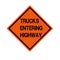 Trucks Entering Highway Traffic Road Sign ,Vector Illustration, Isolate On White Background Icon