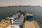 Trucks on a ferry crossing Lake Nasser, Egy