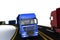 Trucks on freeway. 3d render illustration