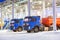 Trucks at gas station on oil refinery factory