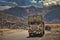 Trucks on the high altitude Manali-Leh road in Lahaul valley, state of Himachal Pradesh