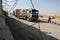 Trucks loaded with goods enter the Gaza Strip from Kerem Shalom crossing, between the Gaza Strip and Israel