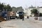 Trucks loaded with goods enter the Gaza Strip from Kerem Shalom crossing, between the Gaza Strip and Israel