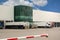 Trucks loading at a warehouse