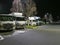 Trucks parking at Tsuchiyama rest area on Shin-Meishin Expressway at night