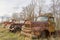 Trucks rusting n field