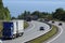 Trucks and trafic on busy freeway