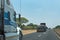 Trucks on the way to kazungula ferry over the zambezi river bordering botswana and zambia