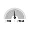 True False measuring gauge. Vector indicator illustration. Meter with black arrow in white