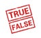 True false stamp vector icon. Rubber truth fact or untrue fake wrong symbol isolated