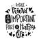 A True Friend Is An Important Part Of Happy Life quote. Black and white hand drawn Friendship day lettering logo phrase.