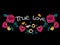True love slogan with embroidery flowers for t shirt and print design.