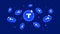 TrueUSD TUSD coins falling from the sky. TUSD cryptocurrency concept banner background
