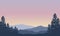 A truly beautiful view of the mountains from the edge of the city at sunrise. Vector illustration