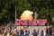 `Trump Baby` Giant inflatable balloon flying over Parliament Square Gardens, London, UK. 13/07/2018