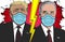 Trump-Biden fight, final match, in the context of the global covid 19 coronavirus epidemic. Masked Trump, Masked Biden. U.S.