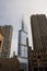 Trump International Hotel and Tower in downtown Chicago, Illinois disappearing into the cloudy sky