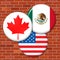 Trump Nafta Badges - Negotiation Deal With Canada And Mexico - 3d Illustration