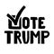 Trump Vote 2020.US American presidential election 2020.Vector outline lettering isolated.Vote word with check mark symbol.