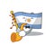 With trumpet argentina character flag folded above table