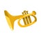 The trumpet. Brass instrument funny vector illustration