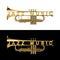 Trumpet in a cut with an inscription jazz music.