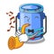 With trumpet cylinder bucket with handle on cartoon