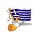 With trumpet flag greece character shaped the cartoon