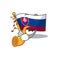 With trumpet flag slovakia isolated in the cartoon
