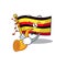 With trumpet flag uganda isolated in the cartoon
