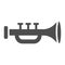 Trumpet glyph icon, musical and instrument, bugle sign, vector graphics, a solid pattern on a white background.