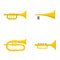 Trumpet horn musical instrument icons set, flat style