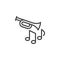 Trumpet Jazz music line icon