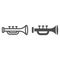 Trumpet line and glyph icon, musical and instrument, bugle sign, vector graphics, a linear pattern