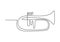 Trumpet one line drawing. Continuous single hand drawn minimalism, vector illustration classical jazz music instrument