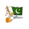 With trumpet pakistan mascot flag in cartoon drawer