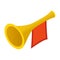 Trumpet with red flag isometric 3d