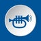 Trumpet - simple blue icon on white button