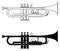 Trumpet. Thin line and silhouette icons