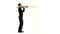 Trumpeter plays on wind instrument fast melody in white studio