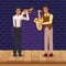 Trumpeter and saxophonist, Jazz music band design