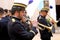 Trumpeters testing and rehearsing their musical instruments during Easter Holidays in Lorca  City